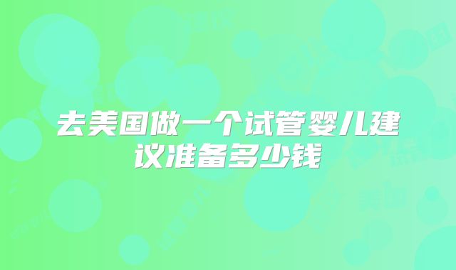 去美国做一个试管婴儿建议准备多少钱