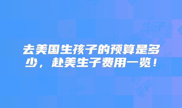 去美国生孩子的预算是多少，赴美生子费用一览！