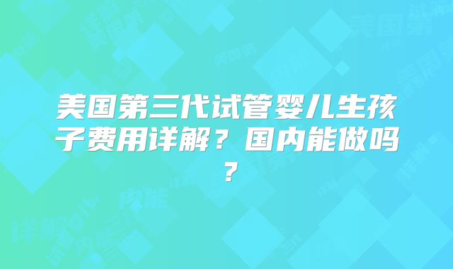 美国第三代试管婴儿生孩子费用详解？国内能做吗？