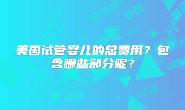 美国试管婴儿的总费用？包含哪些部分呢？