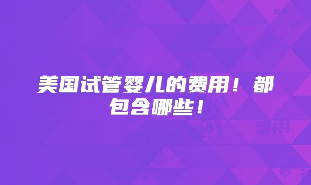 美国试管婴儿的费用！都包含哪些！