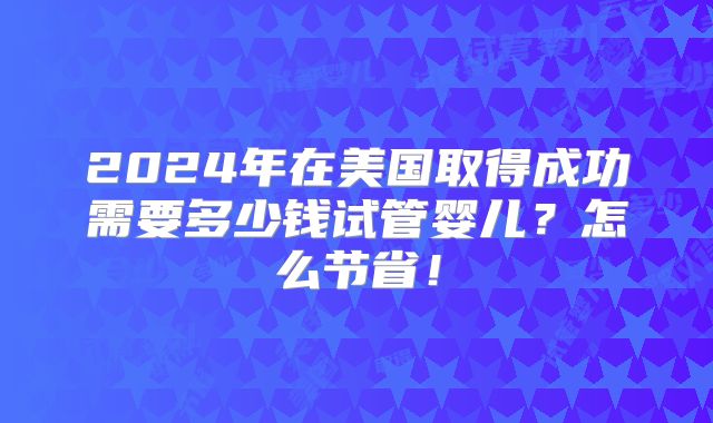 2024年在美国取得成功需要多少钱试管婴儿？怎么节省！