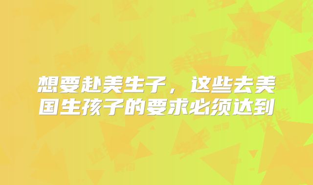 想要赴美生子，这些去美国生孩子的要求必须达到