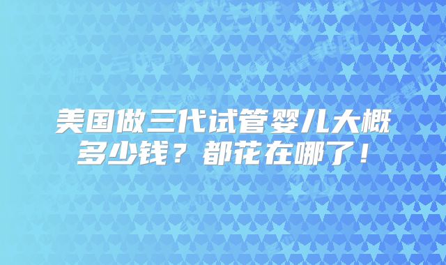 美国做三代试管婴儿大概多少钱?都花在哪了!