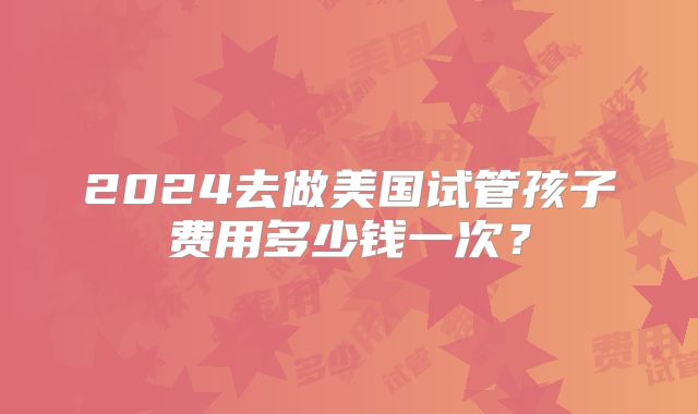 2024去做美国试管孩子费用多少钱一次?