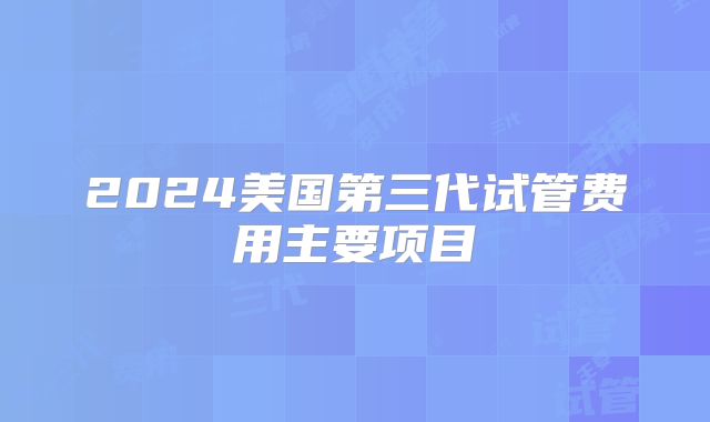 2024美国第三代试管费用主要项目