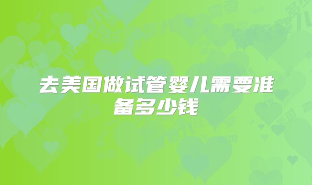 去美国做试管婴儿需要准备多少钱