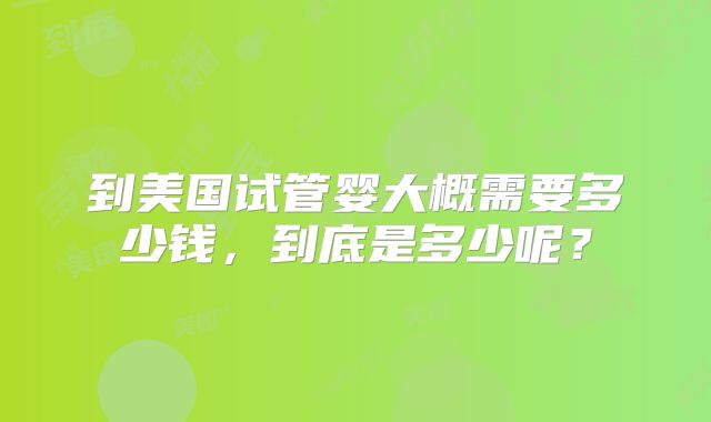 到美国试管婴大概需要多少钱,到底是多少呢?