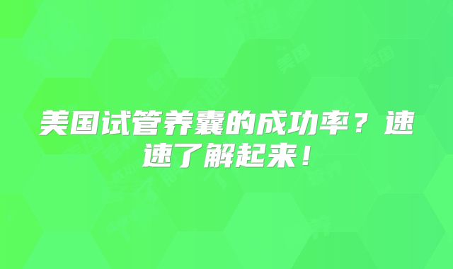 美国试管养囊的成功率?速速了解起来!