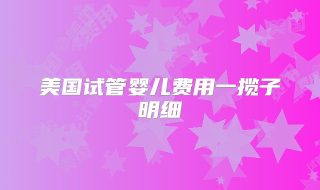 美国试管婴儿费用一揽子明细