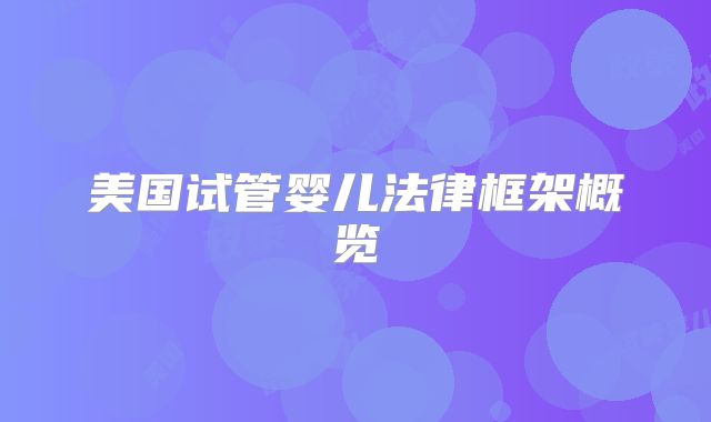 美国试管婴儿法律框架概览