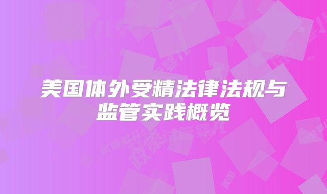 美国体外受精法律法规与监管实践概览