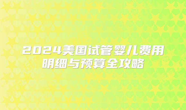 2024美国试管婴儿费用明细与预算全攻略