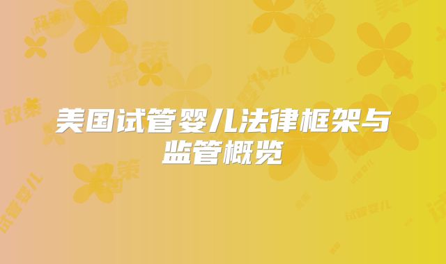 美国试管婴儿法律框架与监管概览
