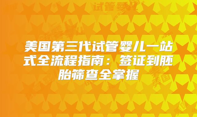 美国第三代试管婴儿一站式全流程指南：签证到胚胎筛查全掌握