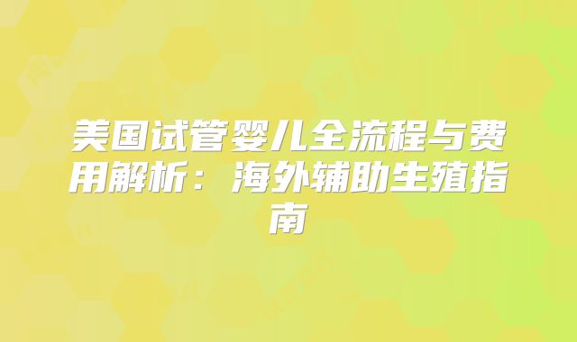 美国试管婴儿全流程与费用解析：海外辅助生殖指南