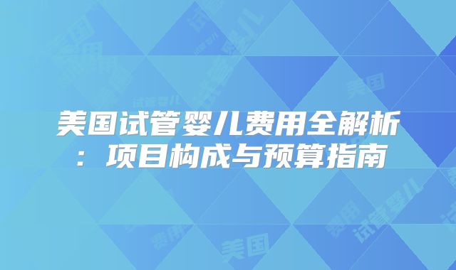 美国试管婴儿费用全解析：项目构成与预算指南