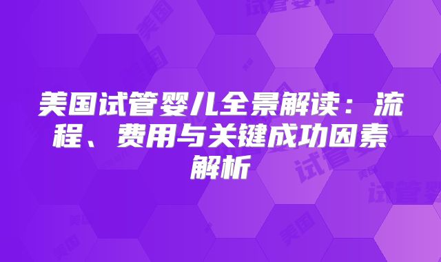 美国试管婴儿全景解读:流程、费用与关键成功因素解析