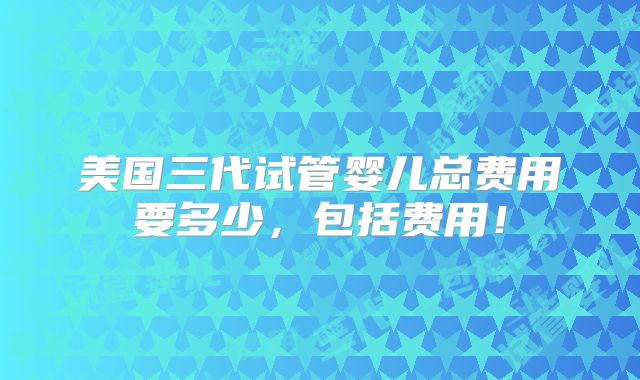 美国三代试管婴儿总费用要多少，包括费用！
