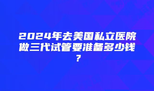 2024年去美国私立医院做三代试管要准备多少钱？