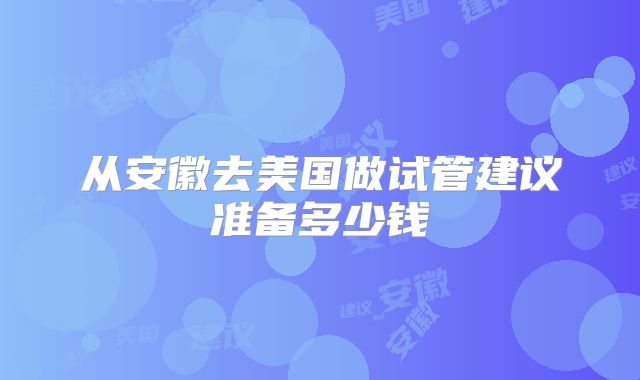 从安徽去美国做试管建议准备多少钱