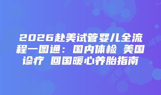 2026赴美试管婴儿全流程一图通：国内体检→美国诊疗→回国暖心养胎指南
