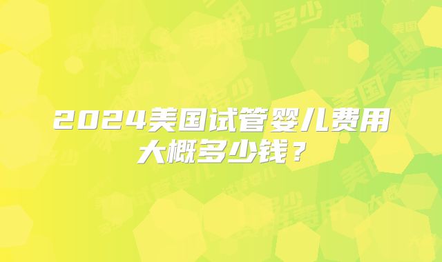 2024美国试管婴儿费用大概多少钱？