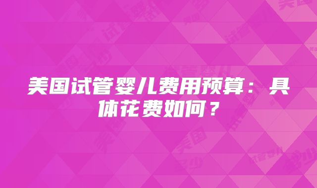 美国试管婴儿费用预算：具体花费如何？
