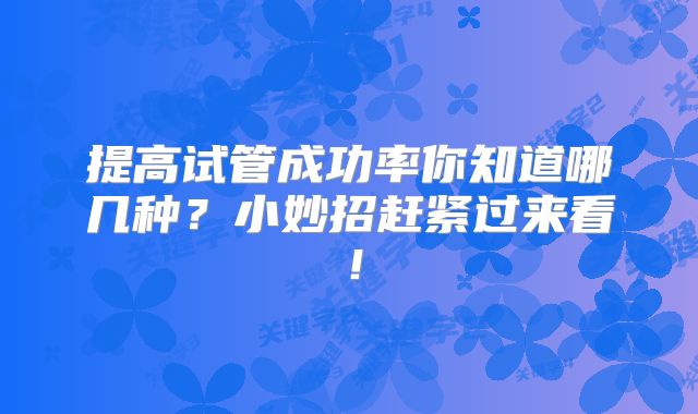 提高试管成功率你知道哪几种？小妙招赶紧过来看！