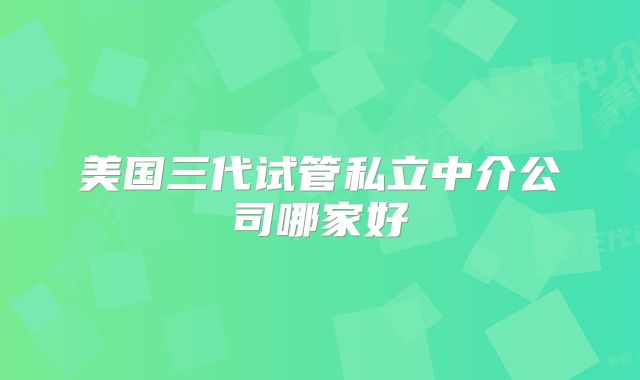 美国三代试管私立中介公司哪家好