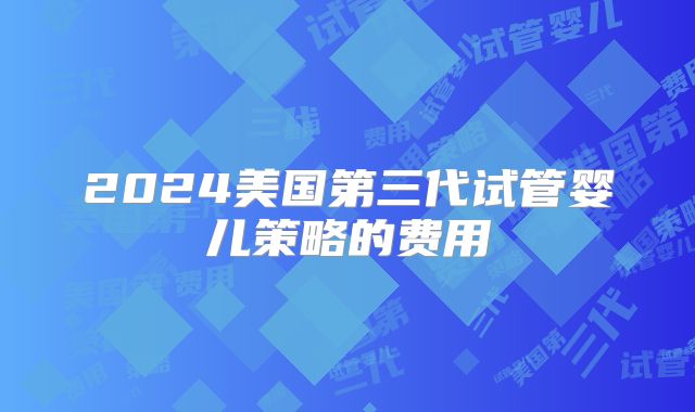 2024美国第三代试管婴儿策略的费用