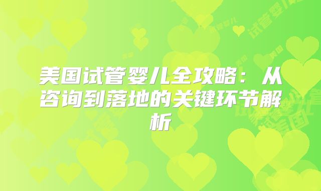 美国试管婴儿全攻略：从咨询到落地的关键环节解析