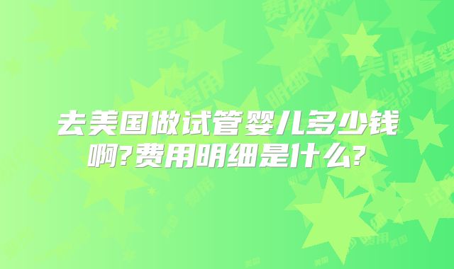 去美国做试管婴儿多少钱啊?费用明细是什么?