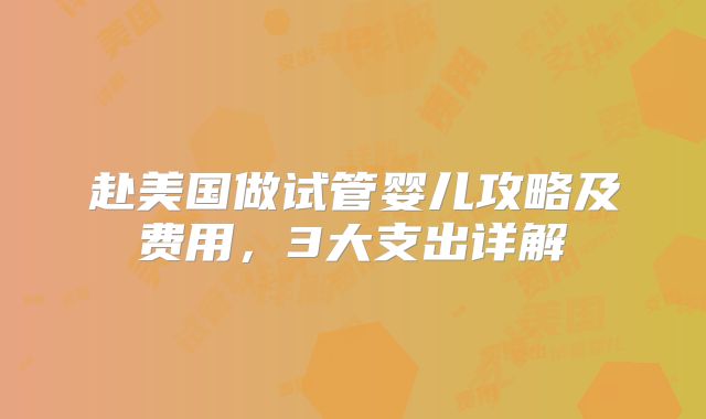 赴美国做试管婴儿攻略及费用，3大支出详解