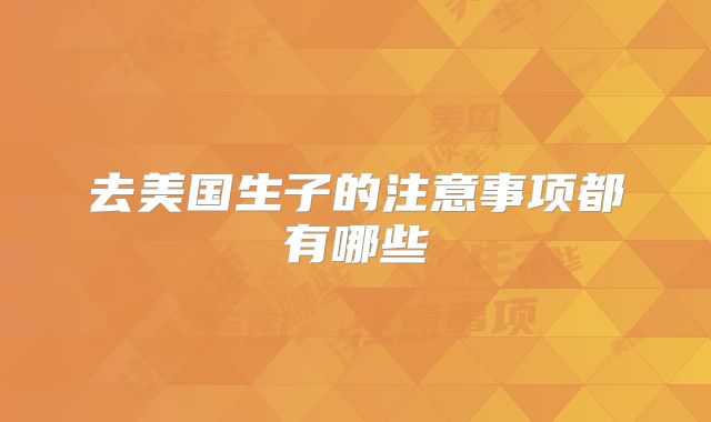 去美国生子的注意事项都有哪些