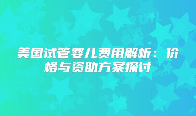 美国试管婴儿费用解析：价格与资助方案探讨