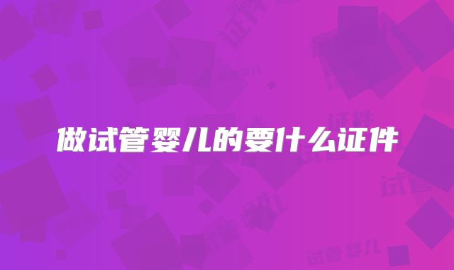 做试管婴儿的要什么证件