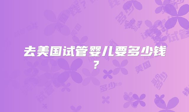 去美国试管婴儿要多少钱？