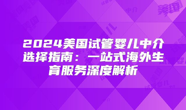 2024美国试管婴儿中介选择指南:一站式海外生育服务深度解析