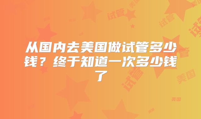 从国内去美国做试管多少钱？终于知道一次多少钱了