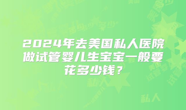2024年去美国私人医院做试管婴儿生宝宝一般要花多少钱?