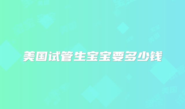 美国试管生宝宝要多少钱