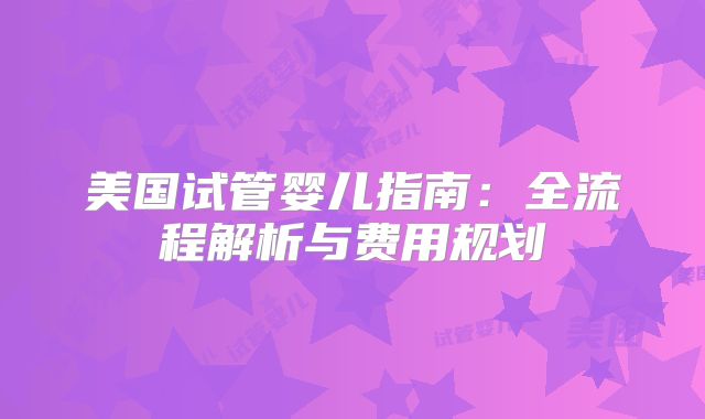 美国试管婴儿指南：全流程解析与费用规划