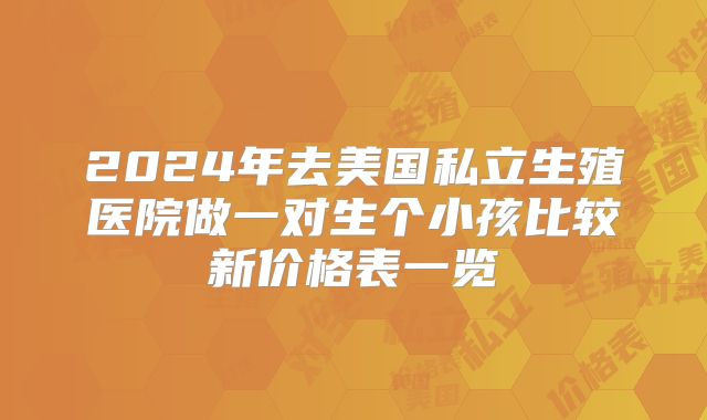 2024年去美国私立生殖医院做一对生个小孩比较新价格表一览