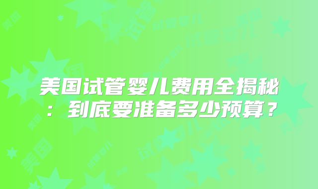 美国试管婴儿费用全揭秘:到底要准备多少预算?