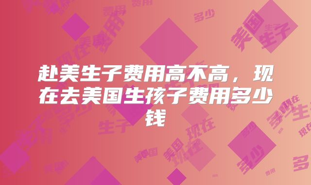 赴美生子费用高不高，现在去美国生孩子费用多少钱