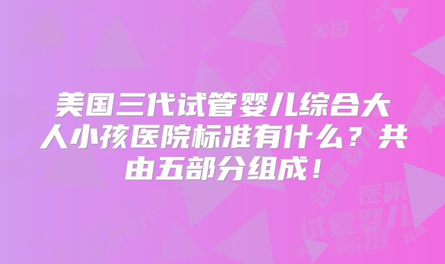 美国三代试管婴儿综合大人小孩医院标准有什么?共由五部分组成!
