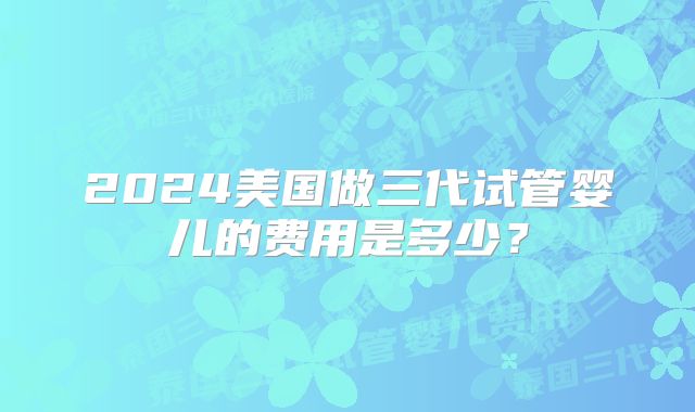 2024美国做三代试管婴儿的费用是多少？