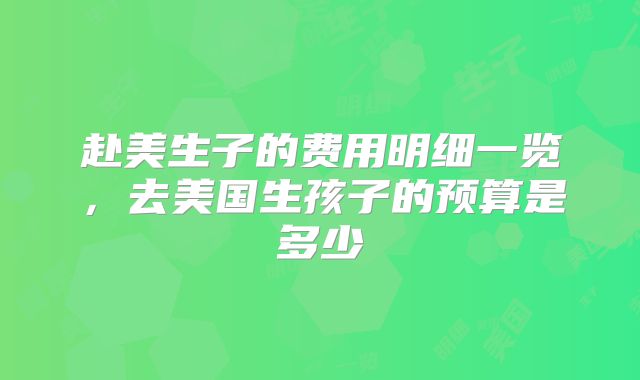 赴美生子的费用明细一览，去美国生孩子的预算是多少