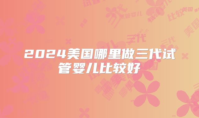 2024美国哪里做三代试管婴儿比较好